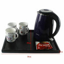 Wooden serving tray tea dishes plate - Black, 39x30x2cm