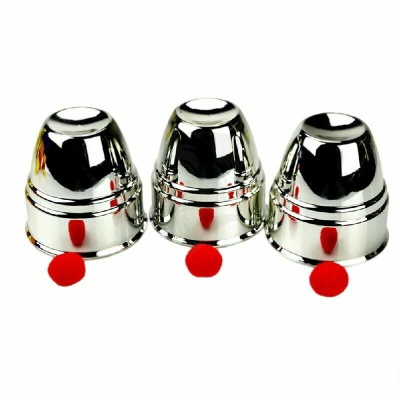 Classic Magic Trick Cups And Red Balls Penetration Close-Up Street Props  Kit Sa