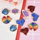 10Pcs/Set Mixed Heart Enamel Charms Metal Charms Pendant DIY Jewelry Making  FT