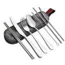 Reusable Travel Utensils Silverware with Case,Travel Camping Cutlery Set,Ch X7N9