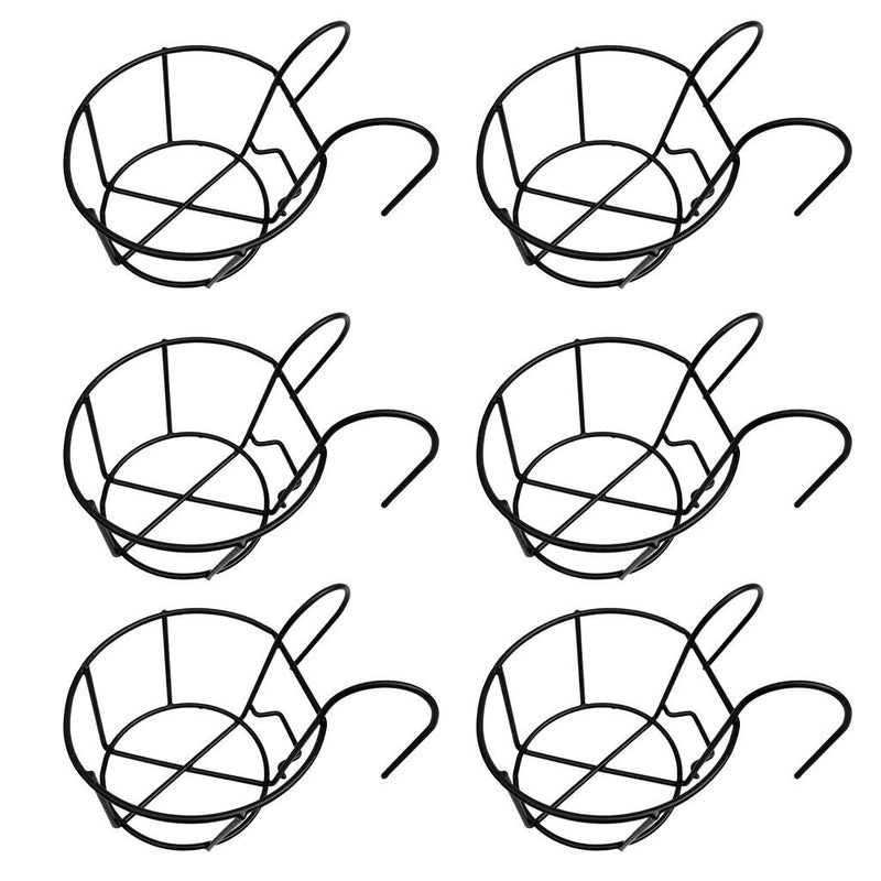 6x Railing Planter Baskets Flower Pot Holder Hanger Iron Plants Rack Pots Stand
