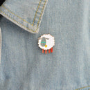 Cartoon Sheep Animal Brooch Metal Pin Button White Wool Bag Jacket T-Shirt CB9X8