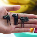 Black Cat Fruit Forks Cute Cartoon Plastic Fork Kitten Bento Decoration Label MO