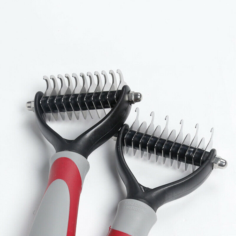 Pet Grooming Tool - 2 Sided Undercoat Rake for Cats & Dogs - Safe Comb for  J9Y5