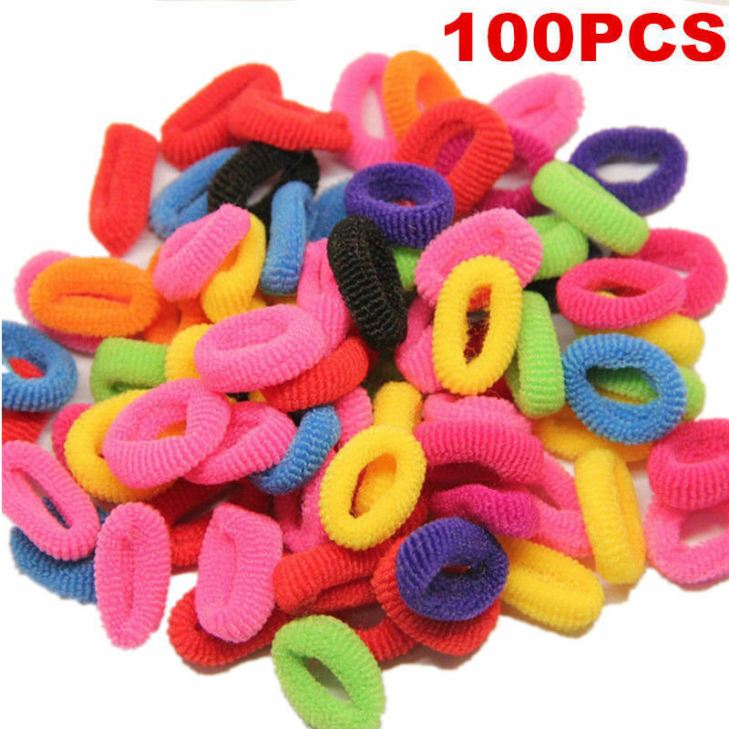 Fashion 100pcs Elastic Rope Ring Hairband Women Girls Hair Band Ponytail Holder