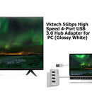 Vktech 5Gbps High Speed 4-Port USB 3.0 Hub Adapter for PC (Glossy White) A
