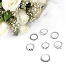 7pcs Daily Geometric Love Hollow Charm Knuckle Ring for Women Jewelry Gift