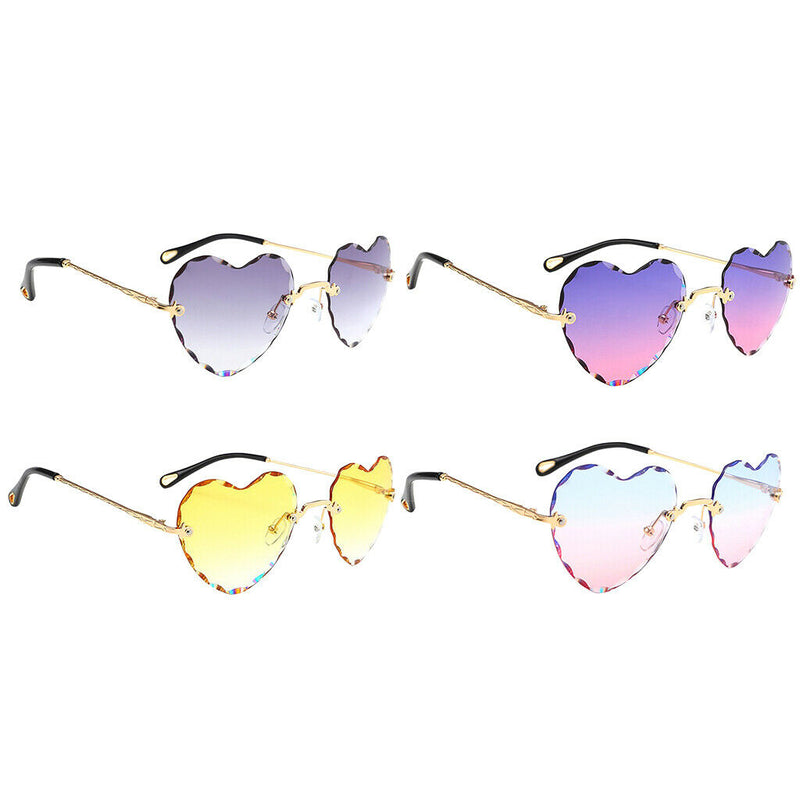 Set of 5 Heart Frame Rimless Sunglasses Classic Tinted Lens Eyewear Shades