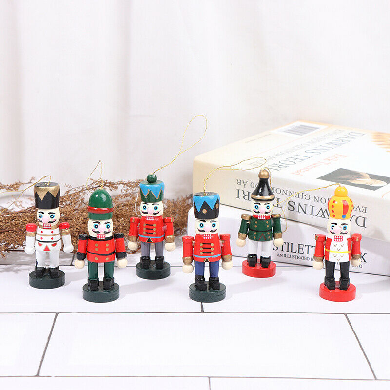 1Pcs 6cm Mini Wooden Nutcracker Soldier Christmas Tree Pendants Home Decor G Hn