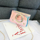 Holographic Ring Messenger Handbags Chain Shoulder Bag Women Flap Pvc Small