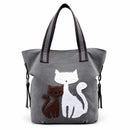Lovely Canvas Cat Tote Bag Casual Handbag Shopping Bag Shoulder Bags Large