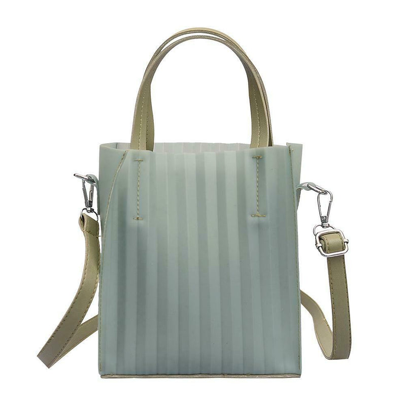 Stripe Messenger PU Leather Crossbody Handbags Women Shoulder Bags (Green) A