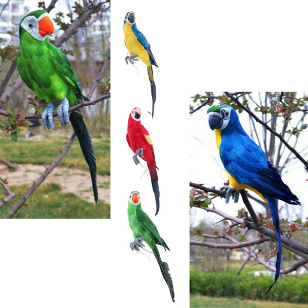 4 Pieces Realistic Feathered Parrot Birds Statue Indoor Outdoor Garden Art