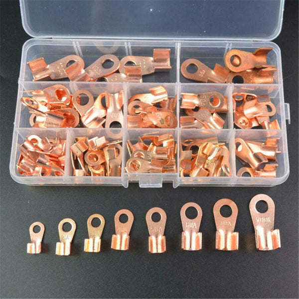 90 Pcs/Box Copper Battery Cable Connector Terminal Open Lugs Wire Terminals Kit