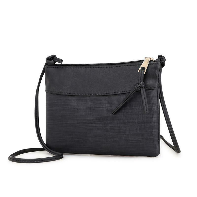 Fashion Women PU Patchwork Messenger Shoulder Bag Crossbody Small Bag(Black