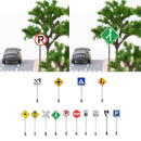 14 Piece 1/87 Traffic Signs DIY Train Railway Freeway Scenes Decoration Accs