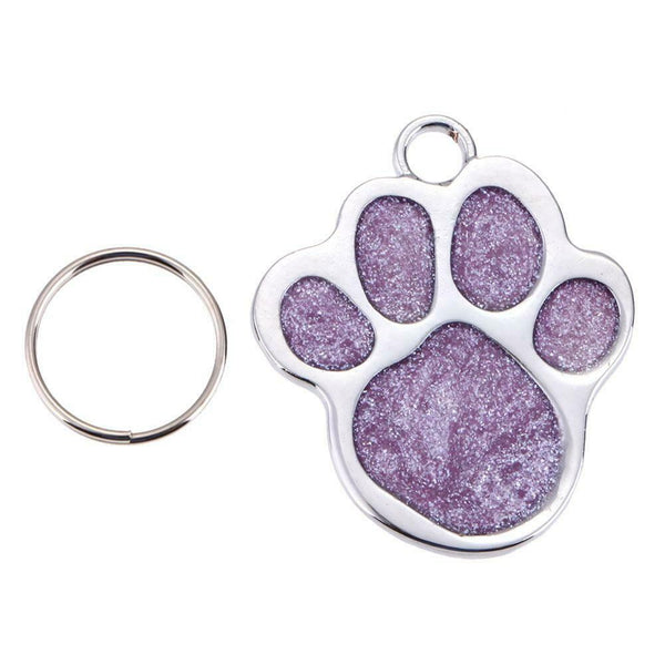 Stainless Steel Glitter Custom Pet Dog Tag Engraved Feet Card(Purple)