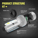 1 Pair H7 LED 72W 6500K 8000LM S4 Car Headlight Hi/Lo Beam Bulbs Waterproof