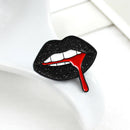 Sexy Black Lips Enamel Brooch Pins Shirts Badges for Women Men Jewelry Gift