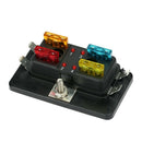 12V/24V 4 Way Blade Fuse Box Holder LED Warning Lights Kit Car Race Rally M