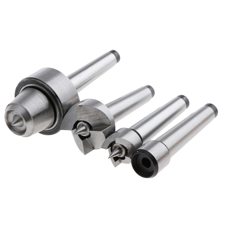 4 X Steel MT1 Wood Lathe Live Center And Drive Spur Cup Arbor with Wood Case