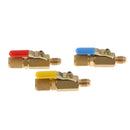 3PCS AC HVAC  Charging Hose R410A R134A Straight Ball Shut Valve