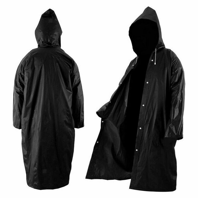 Unisex EVA Waterproof Hooded Rain Coat Jacket Cover Knee Length Raincoat