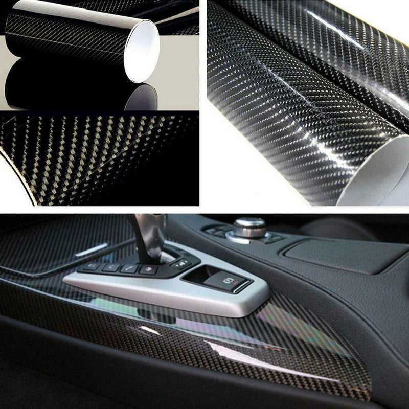 7D Glossy Carbon Fiber Vinyl Film Car Interior Wrap Stickers Auto Bubble-Free