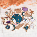 15pcs Mixed Star Moon Universe Enamel Charms Pendant DIY Jewelry Making  ME