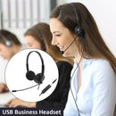 USB Binaural Commuting Game Headphones Wired Mic Hands-free Calling Headset A