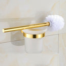 Wall Mounted Aluminium Toilet Brush Holder & Glass Brush Holder Set for Bat V5K7