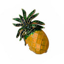 Tropical Pineapple Lapel Pin Fruit Shape Rhinestone Enamel Color Collar Pin