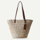 Women Beach Woven Shoulder Bag Holiday Totes Travel Bucket Straw Handbags