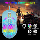 V9 Honeycomb Shell USB Wired Gaming Mouse RGB Backlight Gamer Mice (Green)