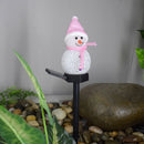 LED Solar Snowman Spike Light In-Ground Garden Lawn Path Lamp (B Pink) A