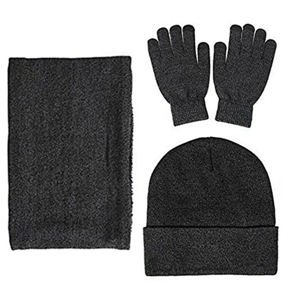 Winter Warm Beanie Hat + Scarf + Touch Screen Gloves, Unisex Thermal Winter A9P5