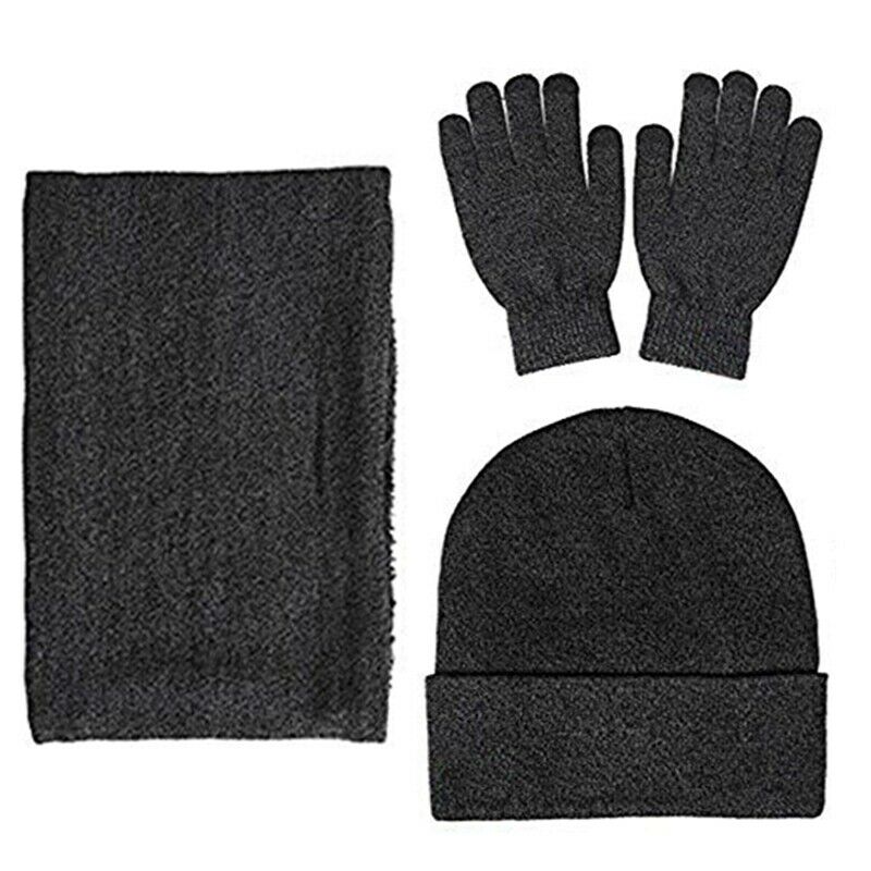 Winter Warm Beanie Hat + Scarf + Touch Screen Gloves, Unisex Thermal Winter A9P5