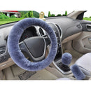 3Pcs/set Winter gray soft warm plush car steering wheel cover handbrake cover 3C