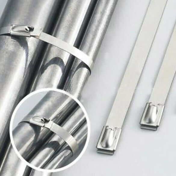 100PCS 4.6x150mm Stainless Steel Exhaust Wrap Coated Locking Cable Zip Ties
