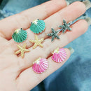 4Pairs/Set Starfish Shell Ear Stud Earrings Wedding Bohemian Beach Jewelry   Z