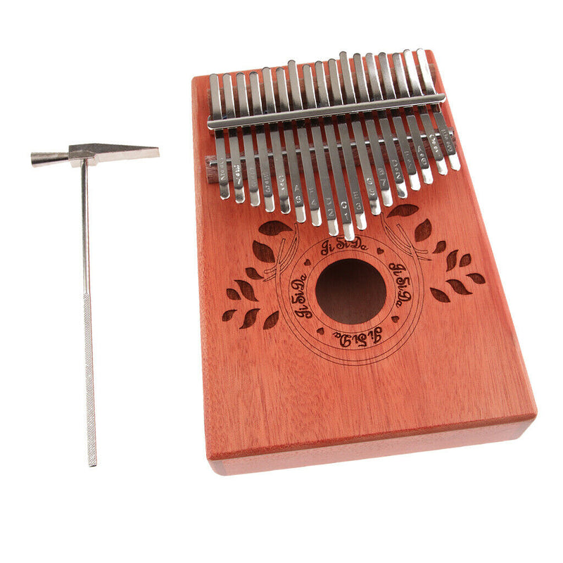 Kalimba 17 Keys Leaves Thumb Piano Hand Piano Solid Mahogany Wood Body with Tune