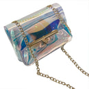 Women PVC+PU Chain Bag Transparent Clear Tote Shoulder Crossbody Handbag Ba