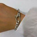 Fashion Single-layer Coarse Hollow Out Chain Bangle Key Buckle Bracelet Jewe Ew