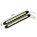 2X Car Drl Led Daytime Running Light Fog Cob Strip Lights Flexible Auto Car U2Y8