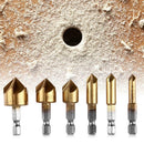 6pcs HSS Chamfer Drill Bit Hex Shank 90 Degree 6mm-19mm Countersink Chamfer