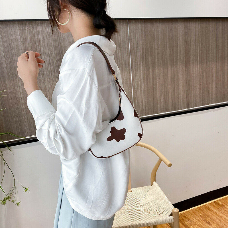 Flower Pattern PU Leather Shoulder Bag Women Chain Hobos Tote Handbag (L)