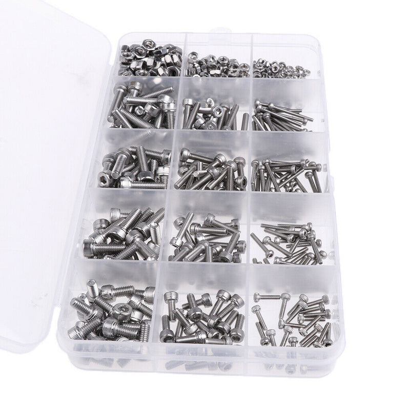 535 Pieces Socket Cap Screw Hex Head Bolts Nuts Assortment Kit Set-M2 M3 M4
