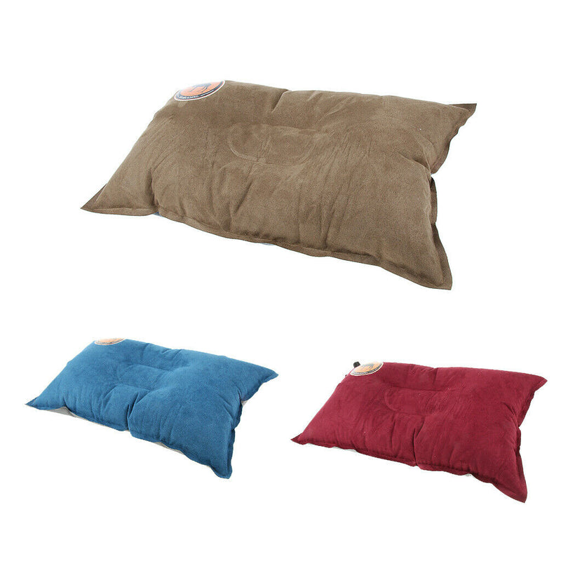 Self Inflating Camping Pillow Travel Air Cushion Neck Lumbar Support Red