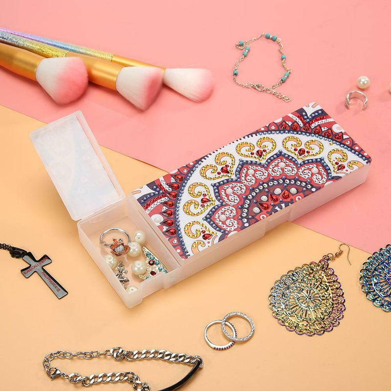 DIY Mandala Special Shaped Diamond Painting 2 Grids Pencil Case Storage Box