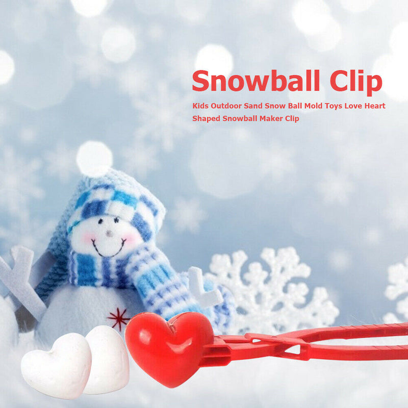 Kids Outdoor Sand Snow Ball Mold Toys Love Heart Shaped Snowball Maker Clip